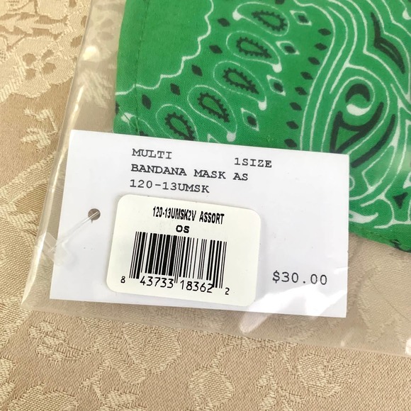 3/$15 Intermix Re/Done Upcycled Bandana Mask in Green - Picture 2 of 4
